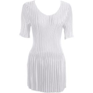 Satin Mini Pleats - Half Sleeve Tunic Solid White - One Size Fits Most
