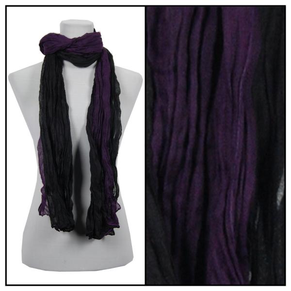Wholesale Oblong Scarves - Two-Tone Crinkle 908081* Black-Purple - 