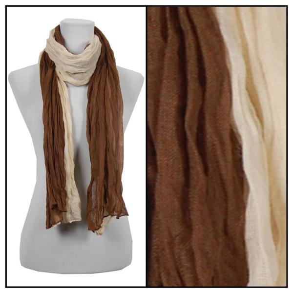 Wholesale Oblong Scarves - Two-Tone Crinkle 908081* Brown-Beige - 