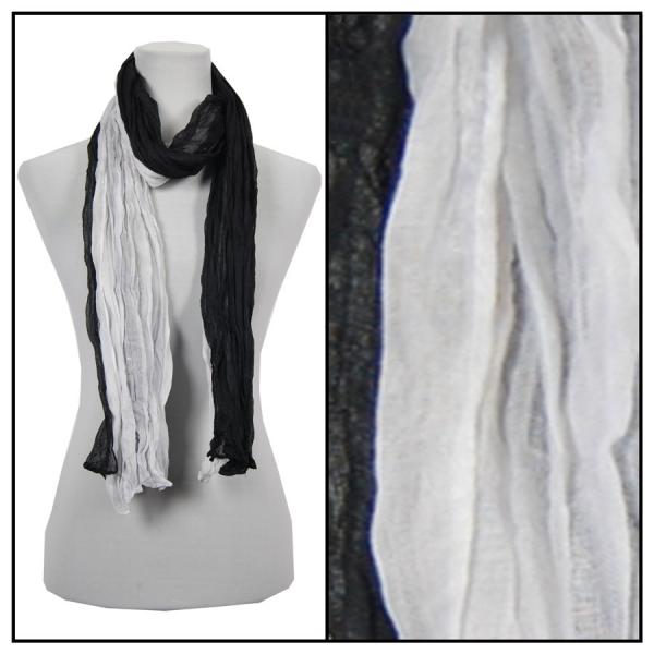 Wholesale Oblong Scarves - Two-Tone Crinkle 908081* Black-White - 