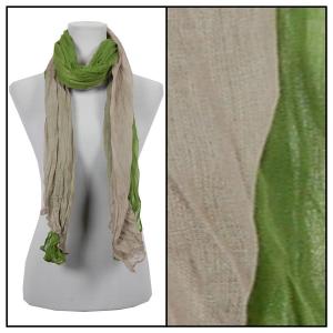 Oblong Scarves - Two-Tone Crinkle 908081* Green-Taupe - 