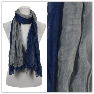 Oblong Scarves - Two-Tone Crinkle 908081* Navy-Silver - 
