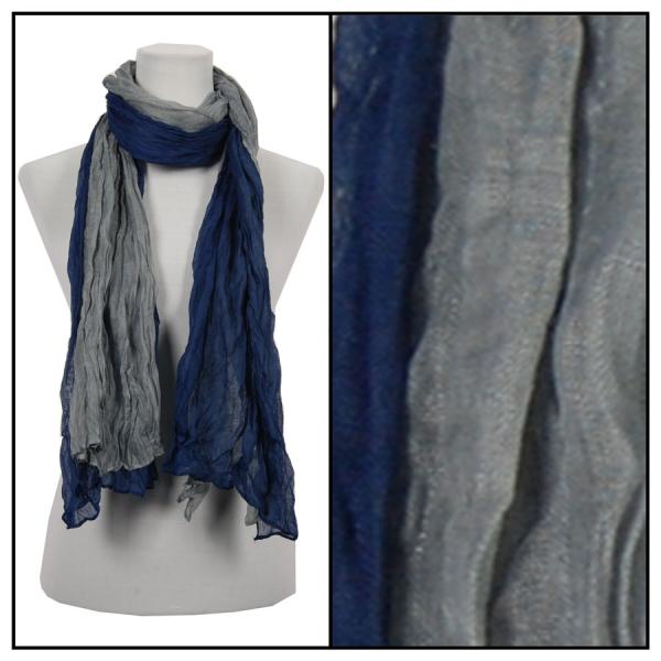 Wholesale Oblong Scarves - Two-Tone Crinkle 908081* Navy-Silver - 
