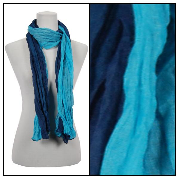Wholesale Oblong Scarves - Two-Tone Crinkle 908081* Turquoise-Navy - 