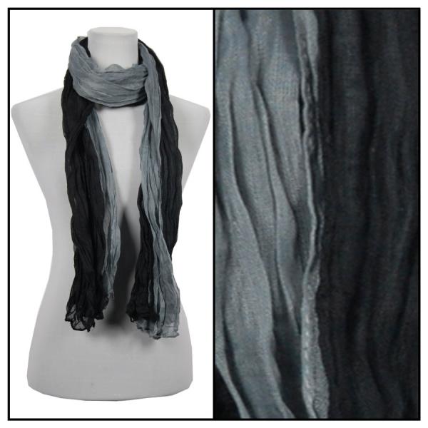 Wholesale Oblong Scarves - Two-Tone Crinkle 908081* Black-Silver - 