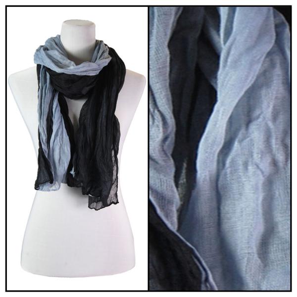 Wholesale Oblong Scarves - Two-Tone Crinkle 908081* Black-Grey - 