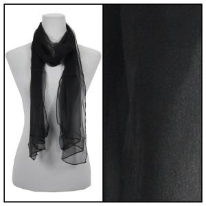 005 - 100% Silk Scarves Solid Black - 