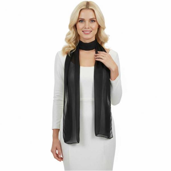 wholesale 005 - 100% Silk Scarves Solid Black - 