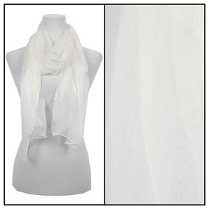 005 - 100% Silk Scarves Solid Ivory - 
