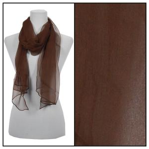 005 - 100% Silk Scarves Solid Brown - 