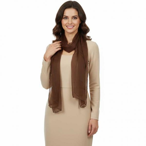 wholesale 005 - 100% Silk Scarves Solid Brown - 