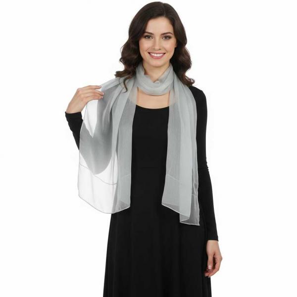 wholesale 005 - 100% Silk Scarves Solid Grey - 