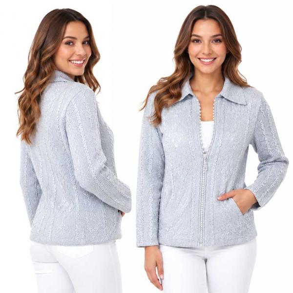 wholesale 1524 - Diamond Crystal Zipper Jackets Silver  - One Size Fits  Most