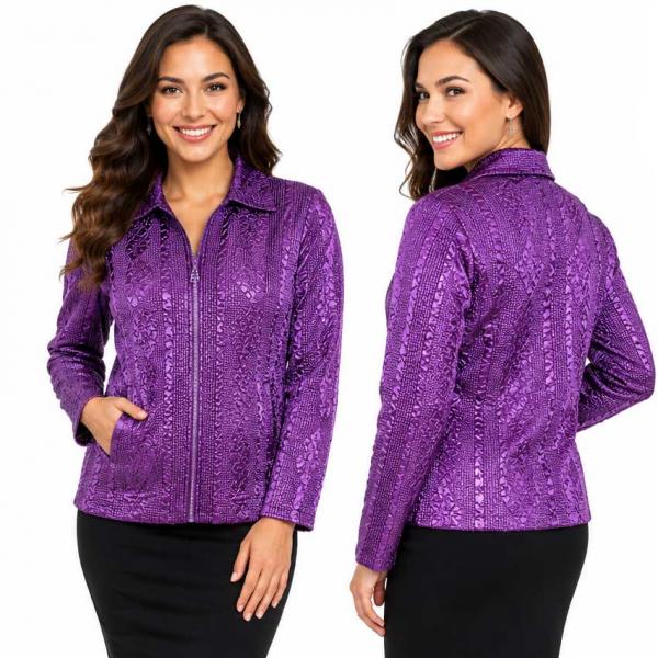 wholesale 1524 - Diamond Crystal Zipper Jackets Iris  - One Size Fits  Most