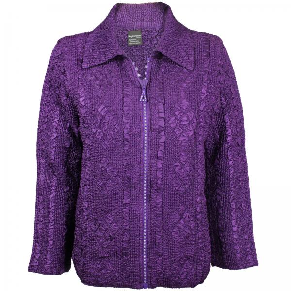 wholesale 1524 - Diamond Crystal Zipper Jackets Iris - Plus Size Fits (XL-2X)
