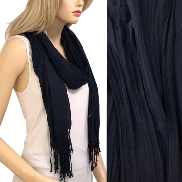 Wholesale Oblong Scarves - Cotton/Silk Blend 100 Black - 