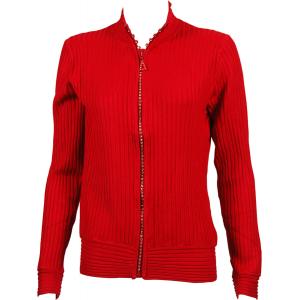 1594 - Crystal Zipper Sweaters 1594 - Red<br> Crystal Zipper Sweater - One Size Fits Most