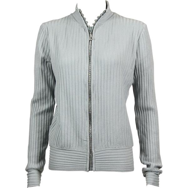 Wholesale 1594 -Diamond Crystal Zipper Sweaters 1594 - Silver<br> Crystal Zipper Sweater - One Size Fits Most