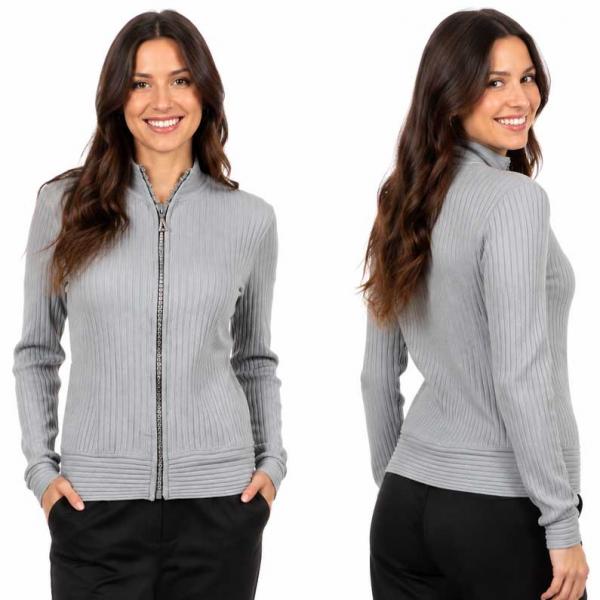 wholesale 1594 -Diamond Zipper Sweaters 1594 - Silver (MB) - One Size Fits Most