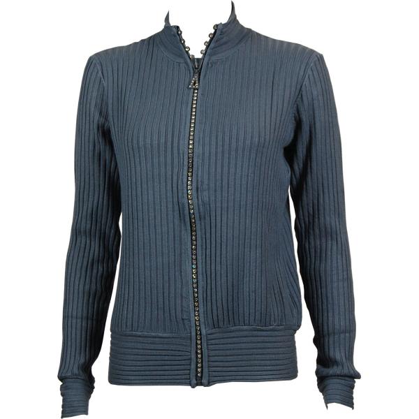 Wholesale 1594 -Diamond Crystal Zipper Sweaters 1594 - Charcoal<br>
Crystal Zipper Sweater - One Size Fits Most