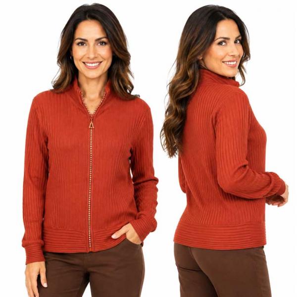 wholesale 1594 -Diamond Zipper Sweaters 1594 - Rust - One Size Fits Most
