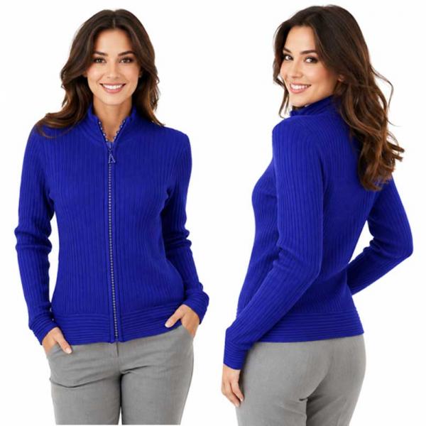 wholesale 1594 -Diamond Zipper Sweaters 1594 - Royal - One Size Fits Most