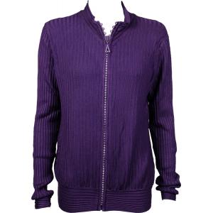 1594 - Crystal Zipper Sweaters 1594 - Eggplant<br> Crystal Zipper Sweater - One Size Fits Most