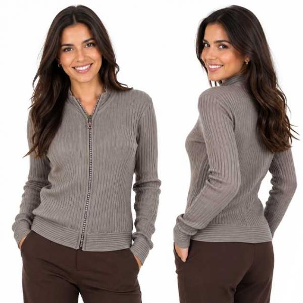 wholesale 1594 -Diamond Zipper Sweaters 1594 - Taupe - One Size Fits Most