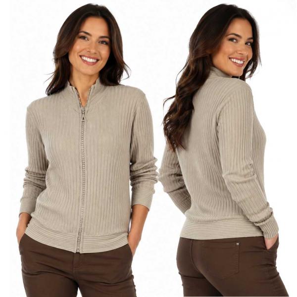 wholesale 1594 -Diamond Zipper Sweaters 1594 - Champagne - One Size Fits Most