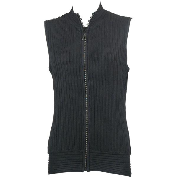 Wholesale 1595 - Crystal Zipper Sweater Vest Black Crystal Zipper Sweater Vest - One Size Fits Most