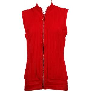 1595 - Crystal Zipper Sweater Vest Red - One Size Fits Most