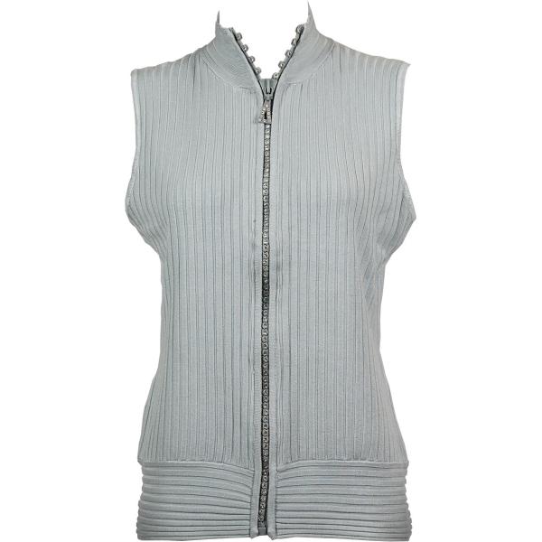 wholesale 1595 - Crystal Zipper Sweater Vest Silver Crystal Zipper Sweater Vest - One Size Fits Most