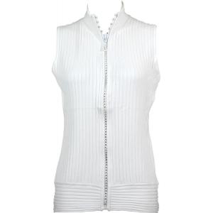 1595 - Crystal Zipper Sweater Vest 1595 - White<br> Crystal Zipper Sweater Vest - One Size Fits Most