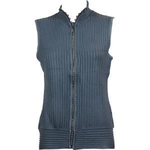Wholesale  Charcoal Crystal Zipper Sweater Vest - One Size Fits Most