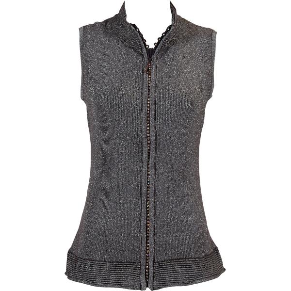 Wholesale 1595 - Crystal Zipper Sweater Vest Metallic Dark Brown Crystal Zipper Sweater Vest - One Size Fits Most