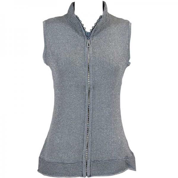 wholesale 1595 - Diamond Zipper Sweater Vest 1595 - Metallic Charcoal - One Size Fits Most