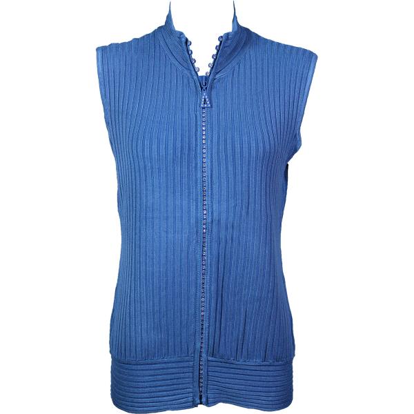 Wholesale 1595 - Crystal Zipper Sweater Vest Denim Crystal Zipper Sweater Vest - One Size Fits Most