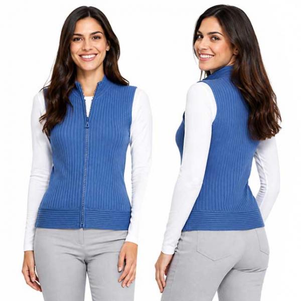 wholesale 1595 - Diamond Zipper Sweater Vest Denim  - One Size Fits Most