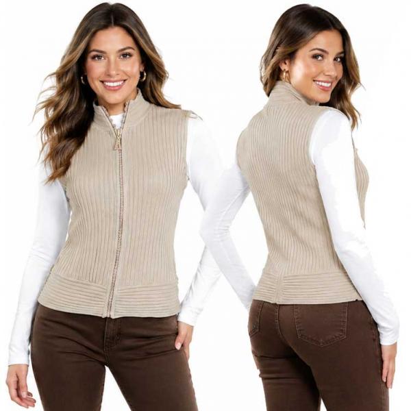 wholesale 1595 - Diamond Zipper Sweater Vest Gold - One Size Fits Most
