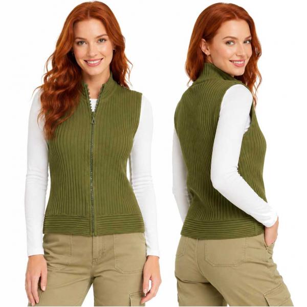 wholesale 1595 - Diamond Zipper Sweater Vest Green - One Size Fits Most