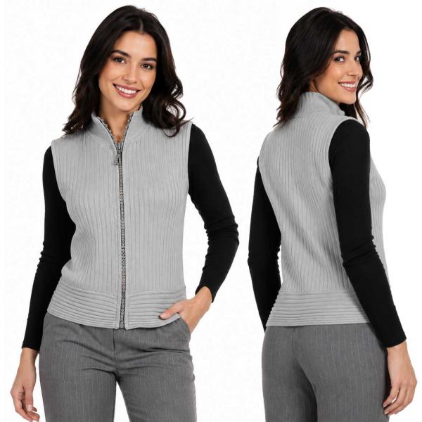 wholesale 1595 - Diamond Zipper Sweater Vest Silver  - One Size Fits Most