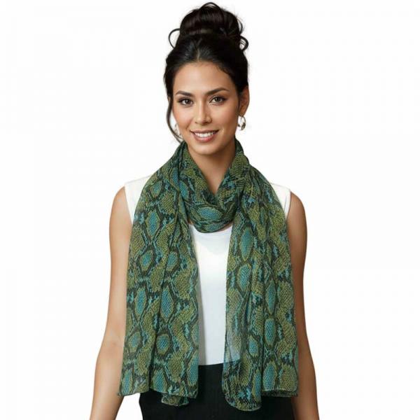 wholesale 4116 - Reptile Print Scarves 4116 - Blue/Green<br>
Reptile Print Scarf - 