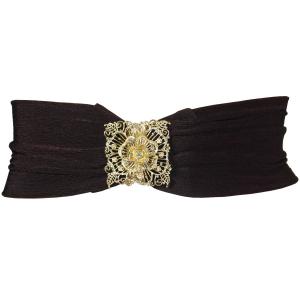 Wholesale  Rose Design - Dark Brown Slinky Stretch Belt - One Size Fits All