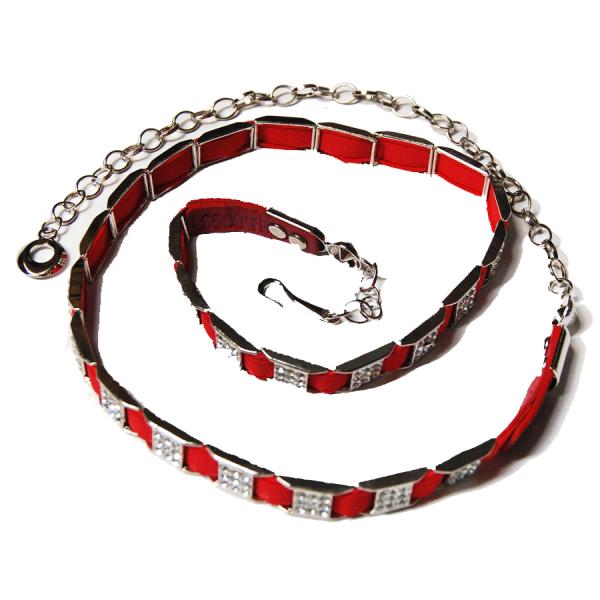 wholesale 8545 Crystal Stretch Belts L6053 - Red (MB) Crystal Stretch Belt - 