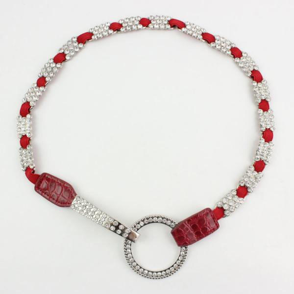 wholesale 8545 Crystal Stretch Belts J4145 - Red - 