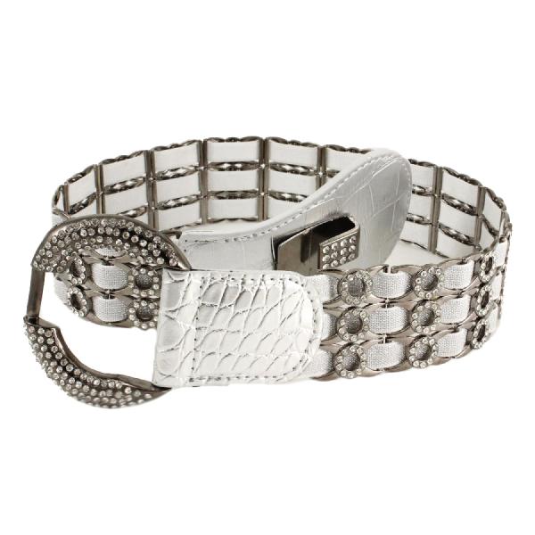 Wholesale Crystal Stretch Belts L6070 - Silver Crystal Stretch Belt - 
