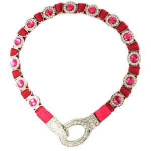 Wholesale 8545 Crystal Stretch Belts L6061 - Hot Pink Crystal Stretch Belt - 