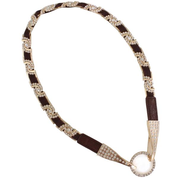 Wholesale8545 Crystal Stretch BeltsG7013 Brown Crystal Stretch Belt