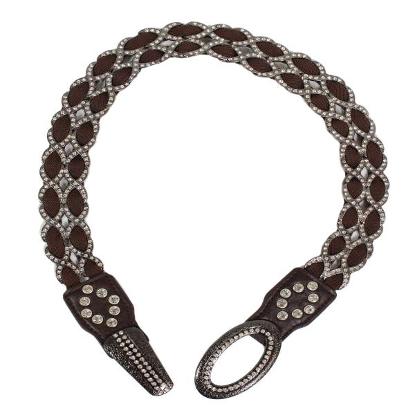 Wholesale 8545 Crystal Stretch Belts L6062 - Brown Crystal Stretch Belt - 