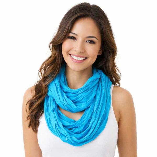 wholesale 100 - Cotton/Silk Blend Infinity Scarves Turquoise - 